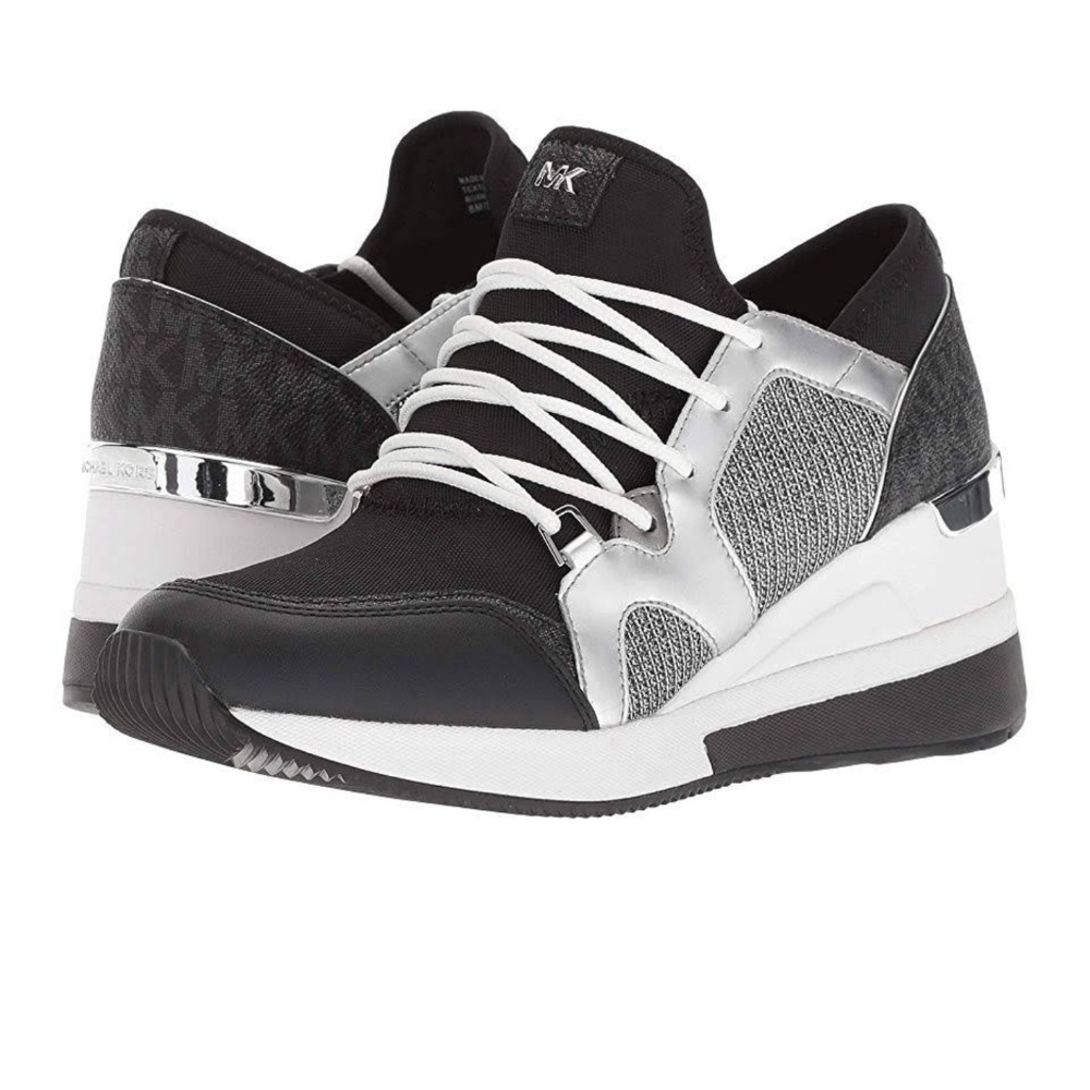 Michael kors silver and blk tennis shoes